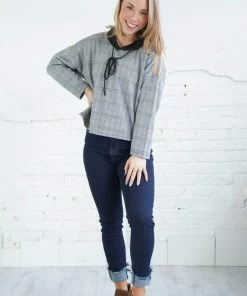 Paper Crane Monroe Plaid Hoodie W/ Contrast Stripe