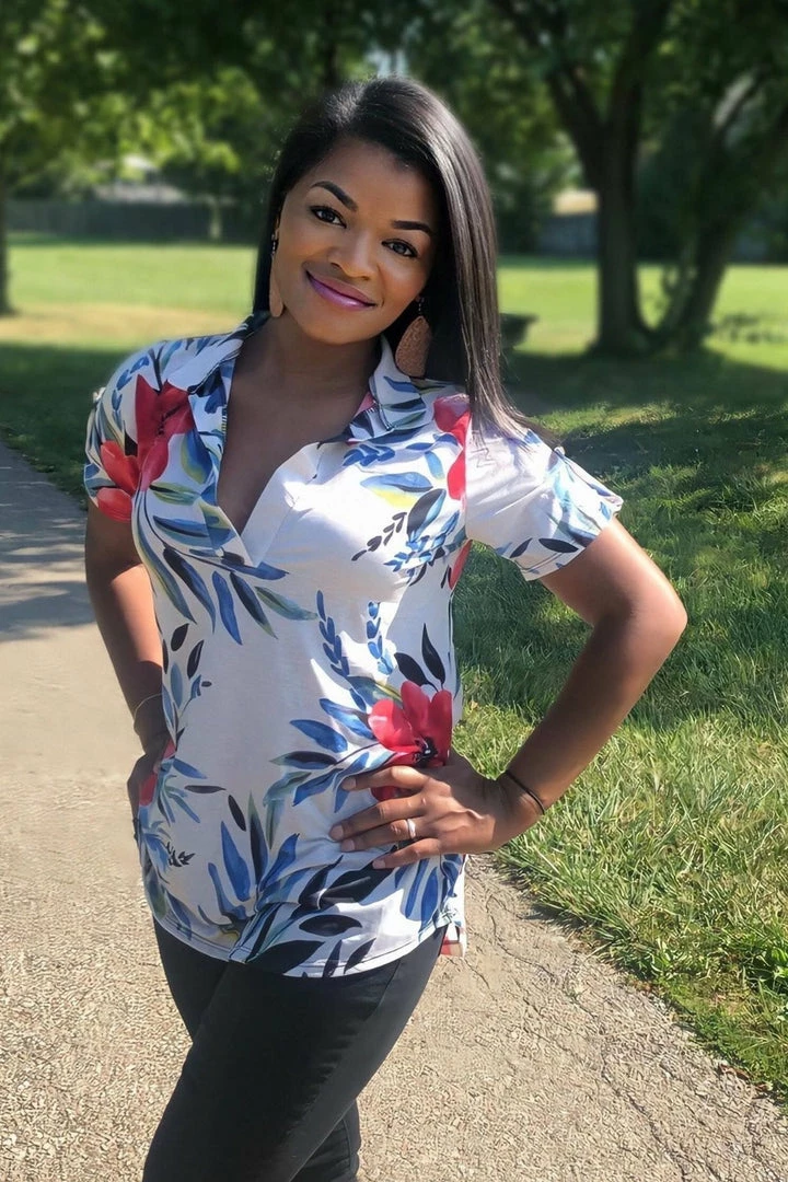 Boutique Simplified Paradise Dreams Mandarin Collar Top 1 Boutique Simplified Paradise Dreams Mandarin Collar Top