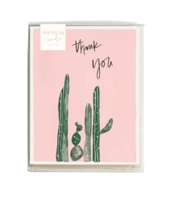 Pen + Pillar Pink Cactus Thank You Card - Set Of 8