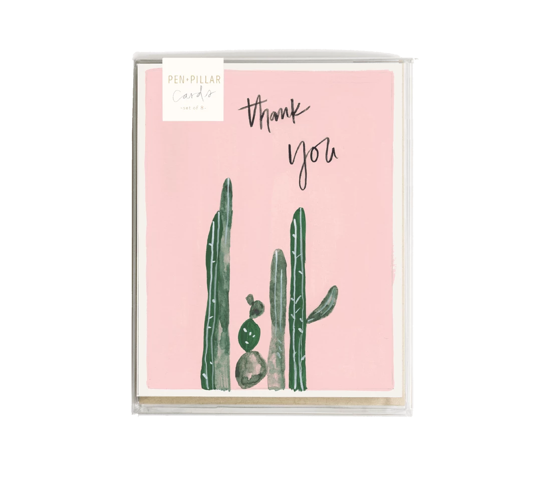 Pen + Pillar Pink Cactus Thank You Card - Set Of 8 1 Pen + Pillar Pink Cactus Thank You Card - Set Of 8