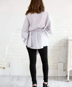 Petal Roz Kimono Sleeve Striped Top Tops