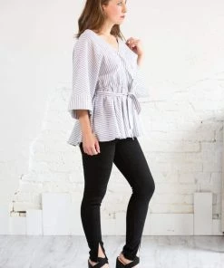 Petal Roz Kimono Sleeve Striped Top Tops