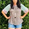 Boutique Simplified Picturesque Paisley Raglan Top