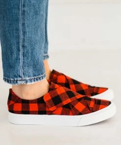 VERY G Jewelry + Handbags + Accessories Gypsy Jazz Plaid Along Sneaker In Red