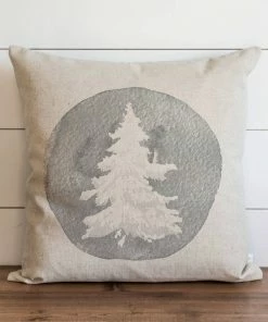 Porter Lane Home Watercolor Flocked Tree Gray Pillow Cover & Pillow. Lifestyle + Home