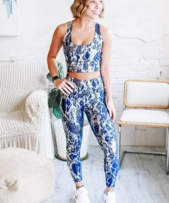 Rae Mode Singing Every Verse Metallic Leggings In Blue Apparel