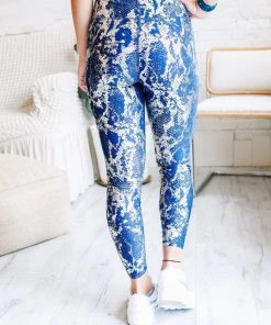 Rae Mode Singing Every Verse Metallic Leggings In Blue Apparel