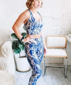 Rae Mode Singing Every Verse Metallic Leggings In Blue Apparel