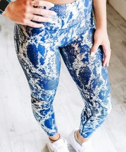 Rae Mode Singing Every Verse Metallic Leggings In Blue Apparel