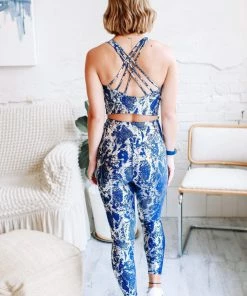 Rae Mode Singing Every Verse Metallic Leggings In Blue Apparel