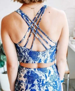 Rae Mode Singing Every Verse Metallic Sports Bra In Blue Apparel