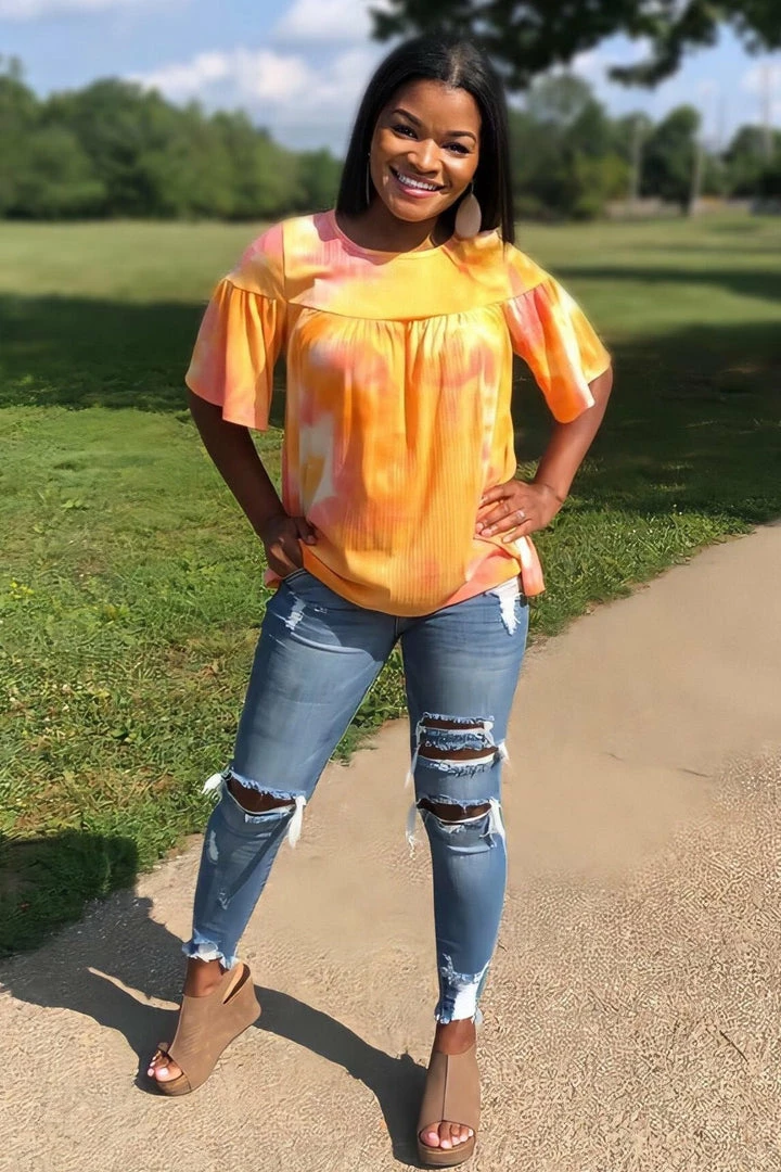 Boutique Simplified Ray Of Sunshine Ruffle Short Sleeve Top 8 Boutique Simplified Ray Of Sunshine Ruffle Short Sleeve Top