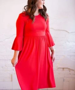 Reborn J Ruffle Sleeve Midi Dress