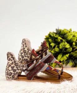 Apparel Very G Rock With Me Sandals In Tan Leopard