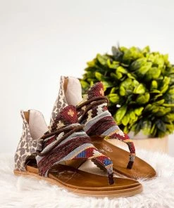 Apparel Very G Rock With Me Sandals In Tan Leopard