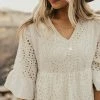 Roolee Falling For You Eyelet Dress In Crème Apparel