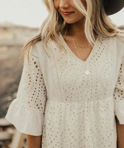 Roolee Falling For You Eyelet Dress In Crème Apparel