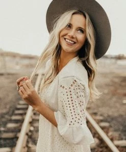 Roolee Falling For You Eyelet Dress In Crème Apparel