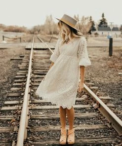 Roolee Falling For You Eyelet Dress In Crème Apparel