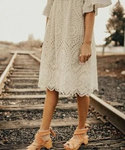 Roolee Falling For You Eyelet Dress In Crème Apparel