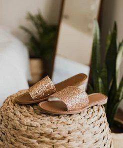 Miami Shoe Apparel Rose Gold Glitter Sandal