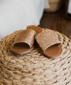 Miami Shoe Apparel Rose Gold Glitter Sandal