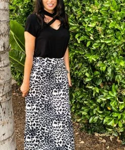 Boutique Simplified Snow Leopard Maxi Skirt