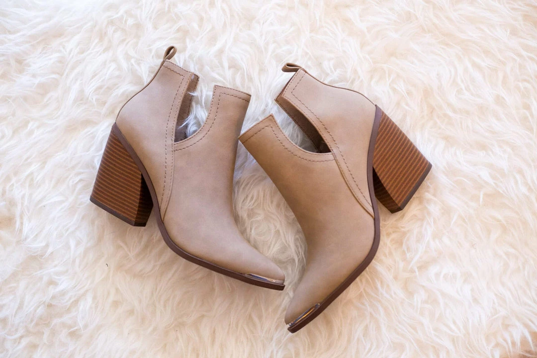 Soda Carlotta Taupe Notched Bootie Shoes 3 Soda Carlotta Taupe Notched Bootie Shoes