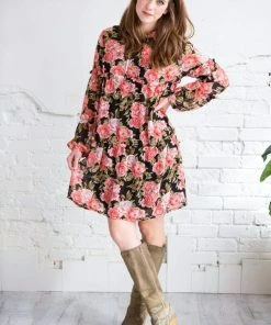 Solution Frill Tiered Floral Semi Dress