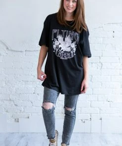 Sweet Claire Oversized Flying High Eagle Tee Tops