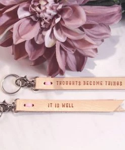 Three Tiny Words Elegant Leather Keyring - It Is Well Motherhood + Moments