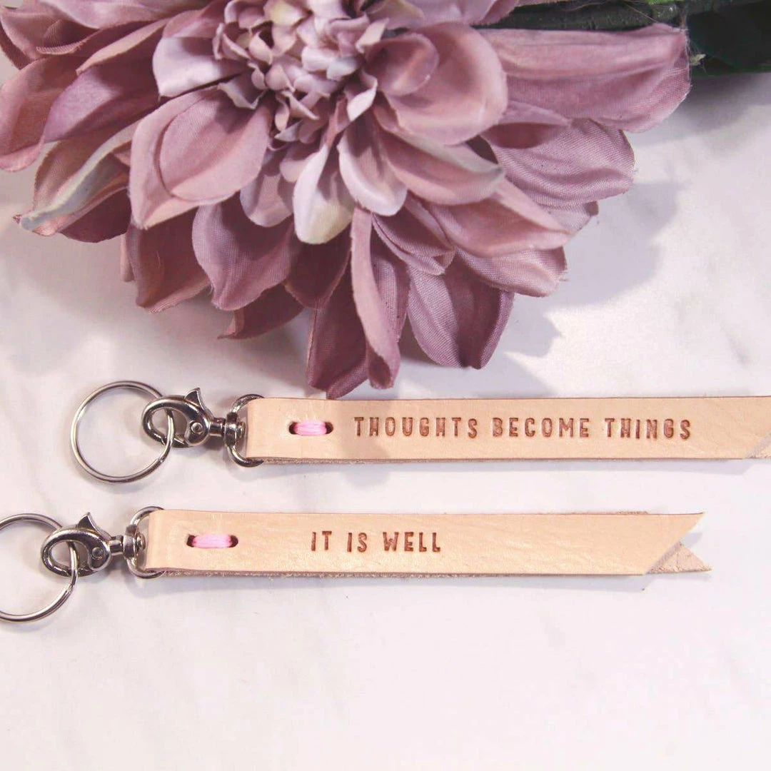 Three Tiny Words Elegant Leather Keyring - It Is Well Motherhood + Moments 1 Three Tiny Words Elegant Leather Keyring - It Is Well Motherhood + Moments