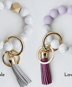 Tiny Gift Society Gifts MARBLE - Bangle Keychain | Silicone Wristlet Key Ring | Bead Bracelet