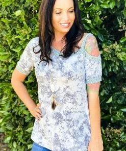 Boutique Simplified Travel Dreams Off Shoulder Tunic