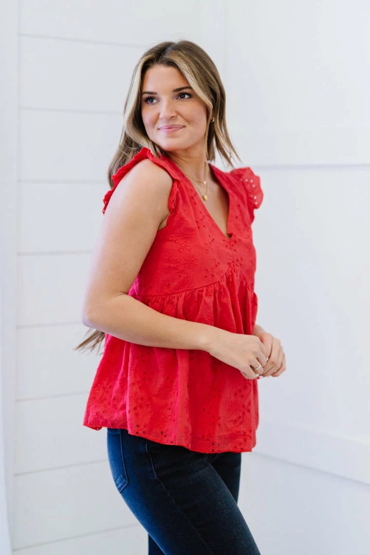 Trendsi Good Mood Eyelet Babydoll Blouse (GHG-1XL) GHG- Shop Singles 3 Trendsi Good Mood Eyelet Babydoll Blouse (GHG-1XL) GHG- Shop Singles