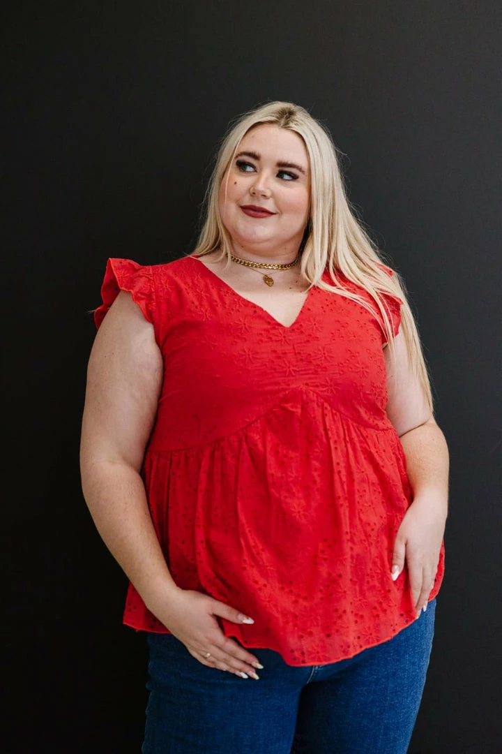 Trendsi Good Mood Eyelet Babydoll Blouse (GHG-1XL) GHG- Shop Singles 7 Trendsi Good Mood Eyelet Babydoll Blouse (GHG-1XL) GHG- Shop Singles