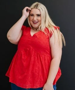 Trendsi Good Mood Eyelet Babydoll Blouse (GHG-1XL) GHG- Shop Singles 20 Trendsi Good Mood Eyelet Babydoll Blouse (GHG-1XL) GHG- Shop Singles