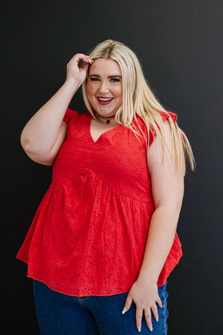 Trendsi Good Mood Eyelet Babydoll Blouse (GHG-1XL) GHG- Shop Singles 8 Trendsi Good Mood Eyelet Babydoll Blouse (GHG-1XL) GHG- Shop Singles