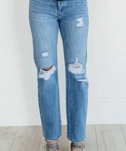 Trendsi Apparel Kancan Now You're Talking Distressed Straight Leg Jeans