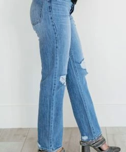 Trendsi GHG- Shop Singles Kancan Now You're Talking Distressed Straight Leg Jeans (GHG 3,7)