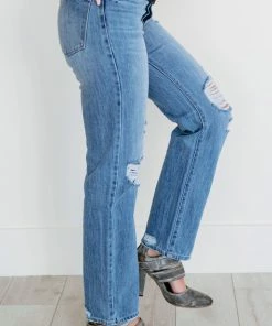 Trendsi Apparel Kancan Now You're Talking Distressed Straight Leg Jeans