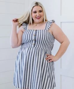 Trendsi GHG- Shop Singles Love Freely Striped Smocked Dress (GHG-S)