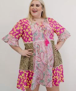 Trendsi So Happy Together Patchwork Print Dress