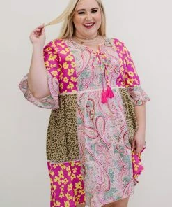 Trendsi So Happy Together Patchwork Print Dress