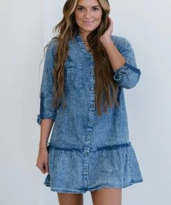 Trendsi Sugar And Spice Chambray Dress Apparel
