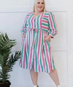 Trendsi Sweet Like Candy Striped Dress (GHG-S, 1X) M