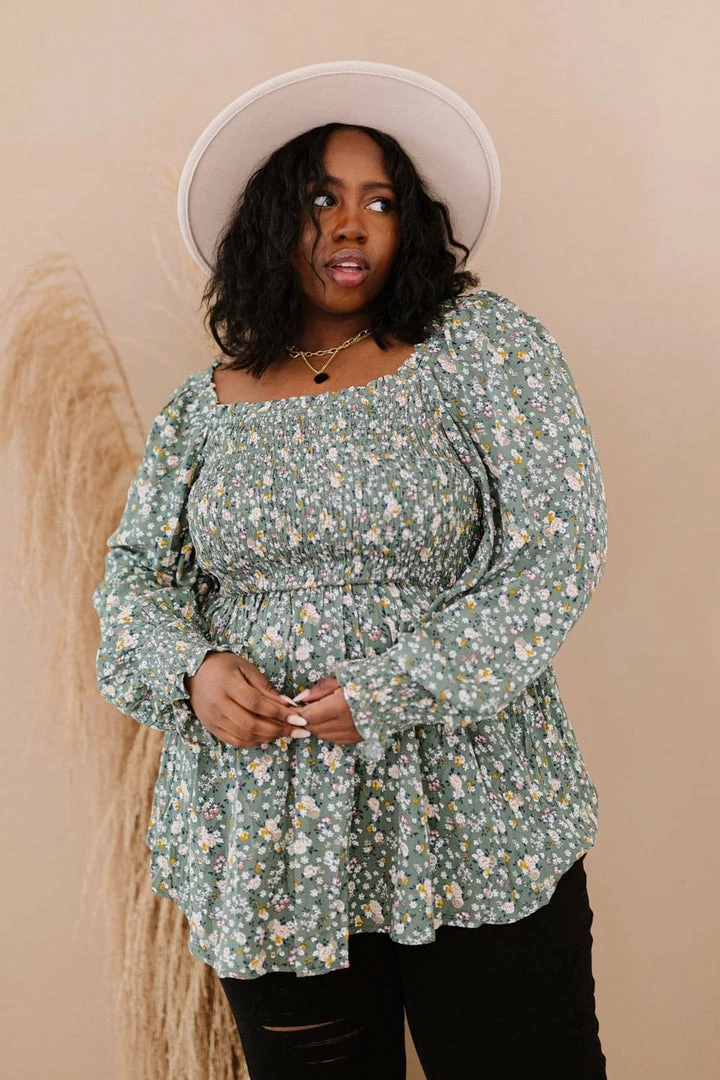 Trendsi Flora And Fauna Full Size Run Smocked Blouse 2 Trendsi Flora And Fauna Full Size Run Smocked Blouse