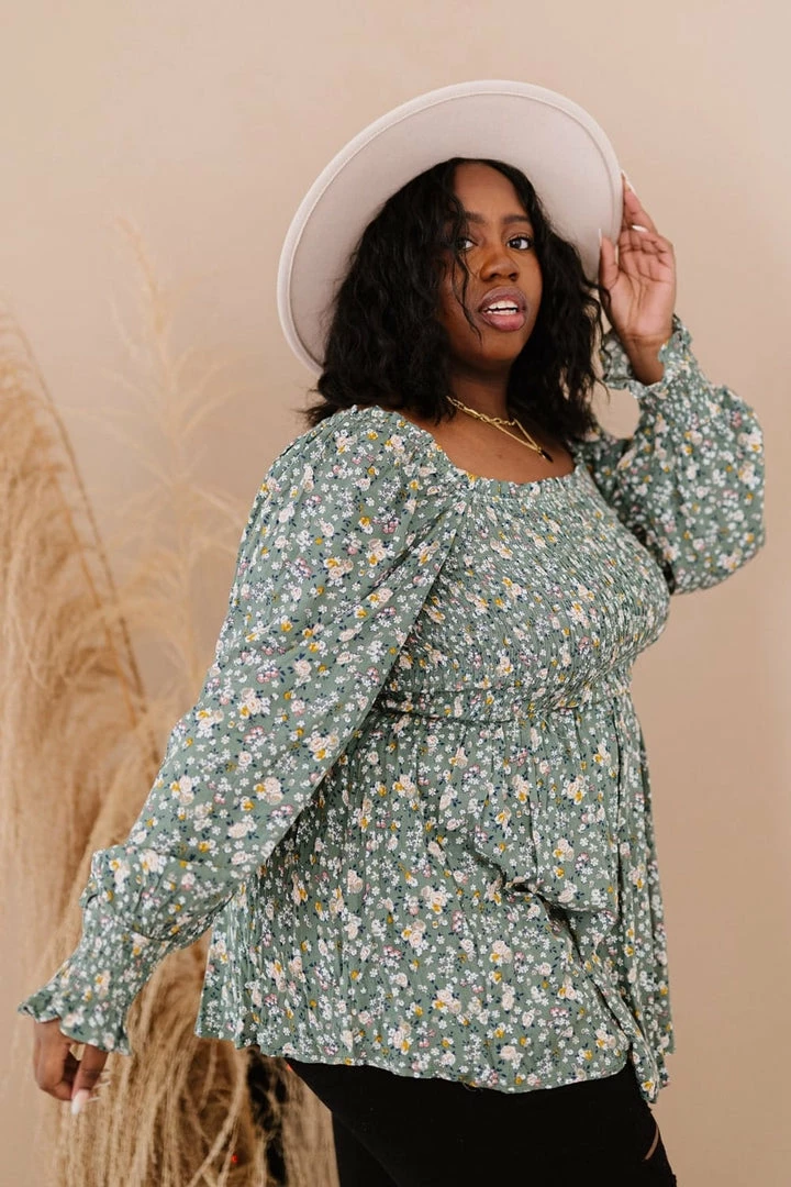 Trendsi Flora And Fauna Full Size Run Smocked Blouse 3 Trendsi Flora And Fauna Full Size Run Smocked Blouse