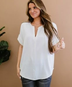 Trendsi Bright Outlook Notched Neck Top (GHG-S) GHG- Shop Singles