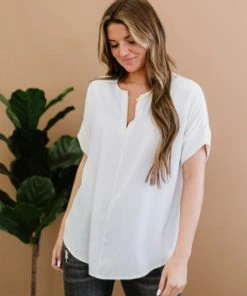 Trendsi Bright Outlook Notched Neck Top (GHG-S) GHG- Shop Singles